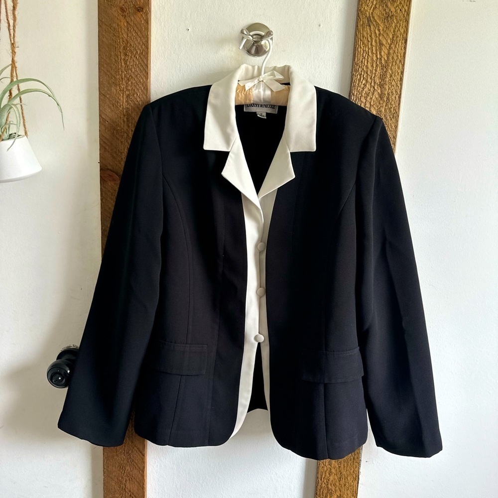 Danny & Nicole Shoulder Pad Black White Blazer Suit Jacket Women’s 12